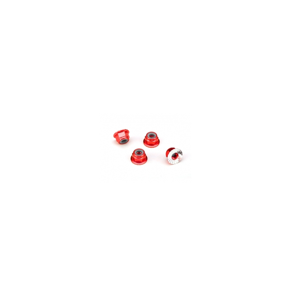 NUTS 4MM FLANGED LOCK RED