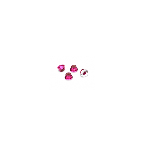 NUTS 4MM FLANGED LOCK PINK