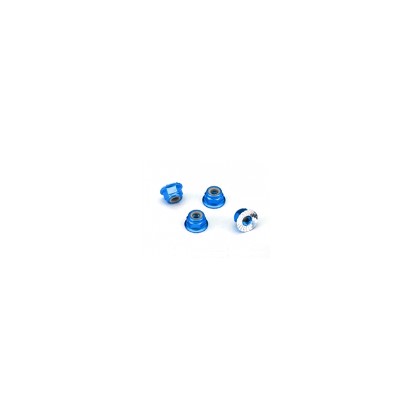 NUTS 4MM FLANGED LOCK BLUE